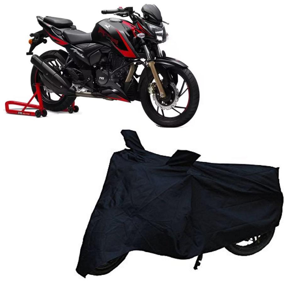 

De-Autocare Premium Quality Black Matty Two Wheeler Bike Body Cover For Tvs Apache Rtr 200 4V Race Edition With Mirror Pocket