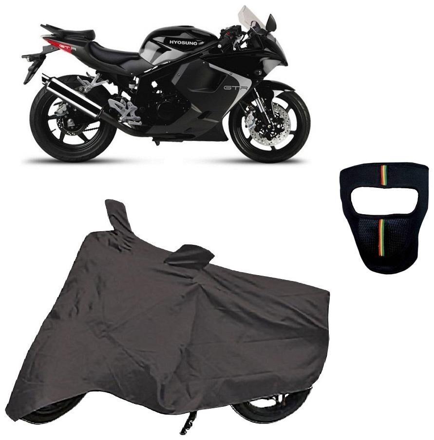 

De-Autocare Premium Quality Royal Grey Matty Bike Body Cover for Hyosung GT250R With Free Anti Dust Pollution Protective Big Full Face Mask For Men Women