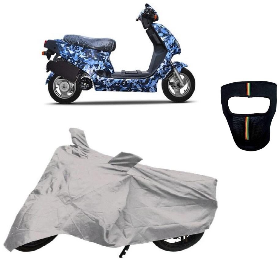 

De-Autocare Premium Quality Silver Matty Scooty Body Cover for Hero Electric AXLHE-20 With Free Anti Dust Pollution Protective Big Full Face Mask For Men Women
