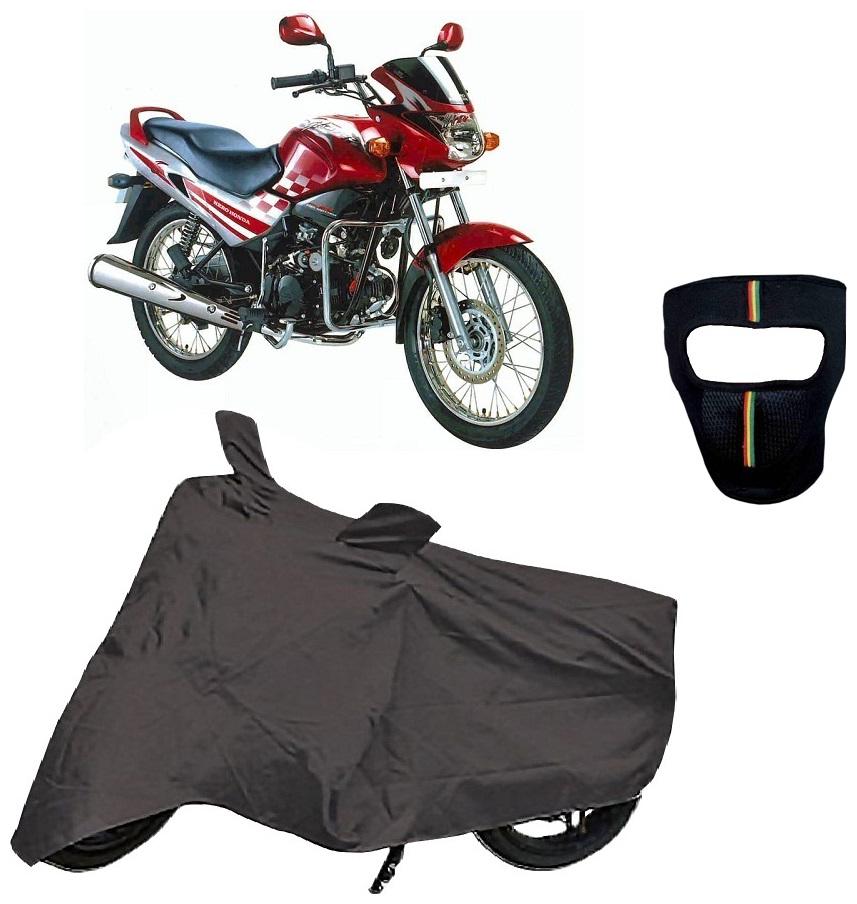 

De-Autocare Premium Quality Royal Grey Matty Bike Body Cover for Hero Ambition With Free Anti Dust Pollution Protective Big Full Face Mask For Men Women