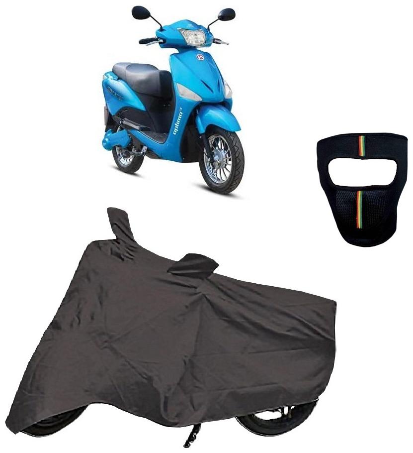 

De-Autocare Premium Quality Royal Grey Matty Scooty Body Cover for Hero Electric Optima With Free Anti Dust Pollution Protective Big Full Face Mask For Men Women