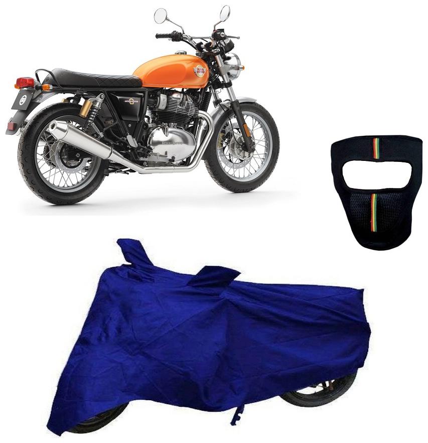 

De-Autocare Premium Quality Royal Blue Matty Bike Body Cover for Royal Enfield Interceptor 650 With Free Anti Dust Pollution Protective Big Full Face Mask For Men Women
