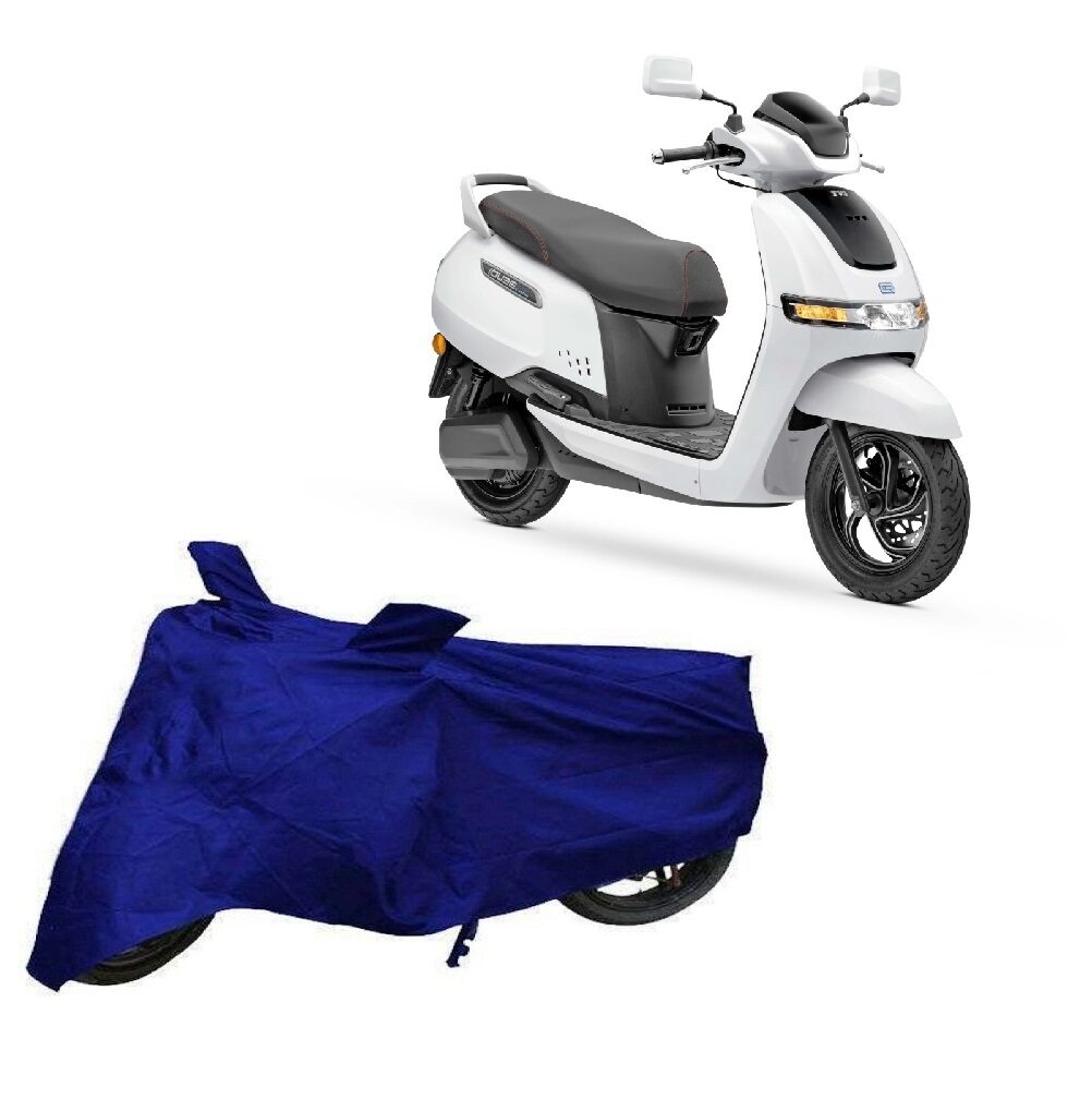 

De-Autocare Premium Quality Blue Matty Two Wheeler Electric Scooter Scooty Body Cover For Tvs Iqube With Mirror Pockets