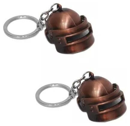 

De-Ultimate (Set Of 2) PUBG Players Unknown Battle Grounds Premium Metal Synthetic PUBG Theme Level 3 Helmet Toy Gaming Head Cap Cosplay Props Armor Model Key Ring Keychain (Copper Rose Gold)