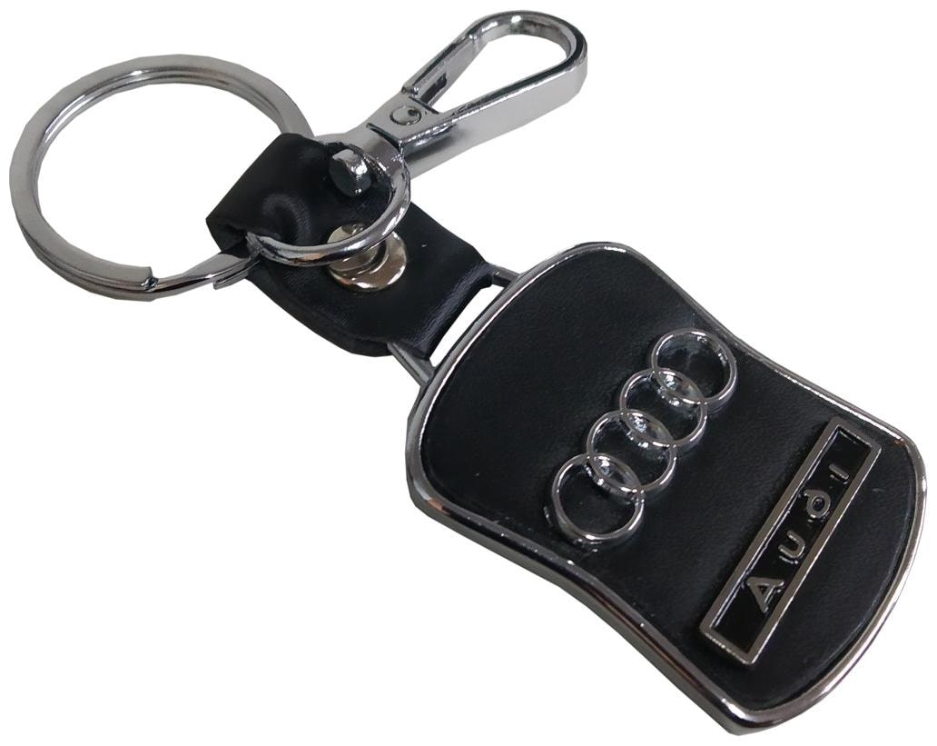 

De-Ultimate Premium Synthetic Metal Base Leatherette Audi Logo Metallic Toy Key Ring Keychain For Automobiles Bikes Scooty And Cars (Black)