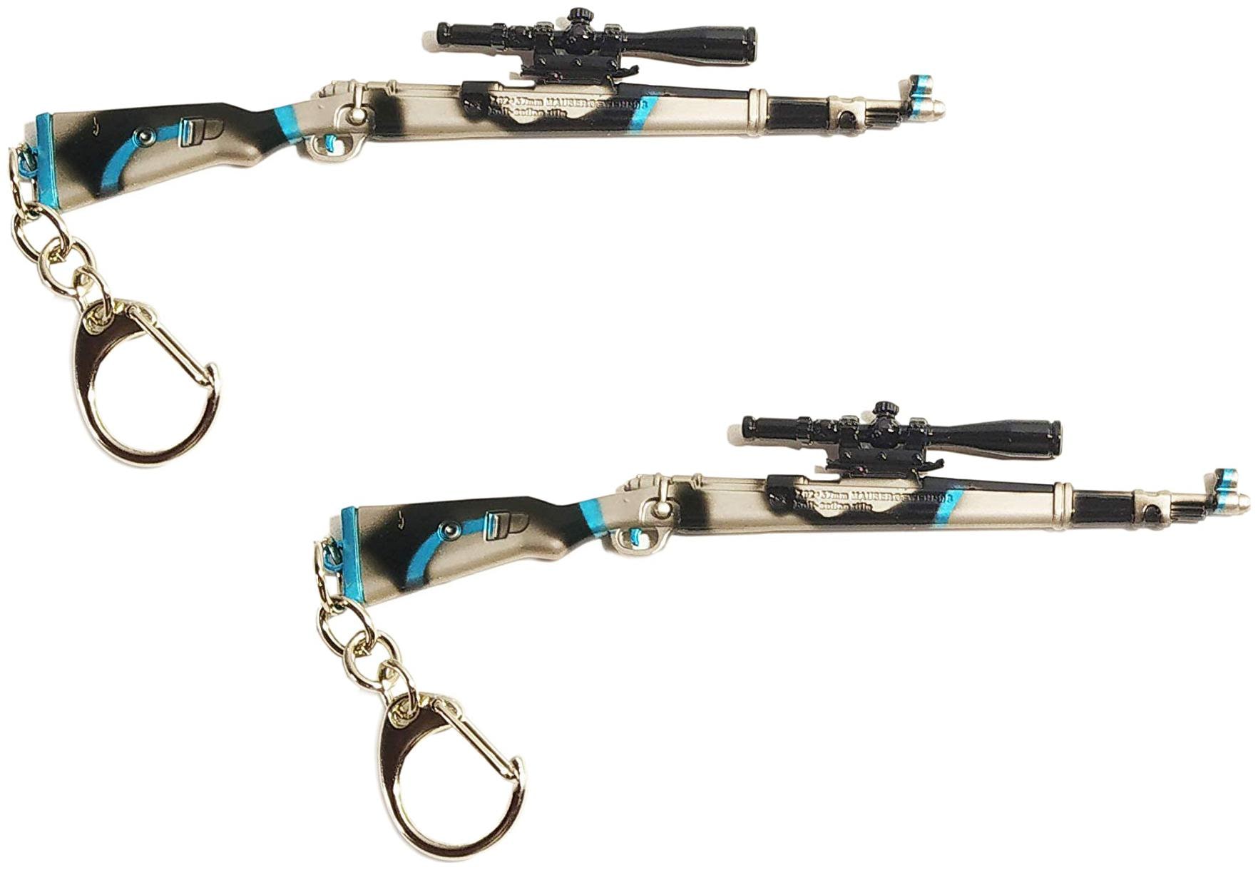 

De-Ultimate (Set Of 2) PUBG Players Unknown Battle Grounds Premium Metal Synthetic PUBG Theme Gun Toy Assault Rifle Kar98 Sniper Key Ring Keychain (Multicolor)