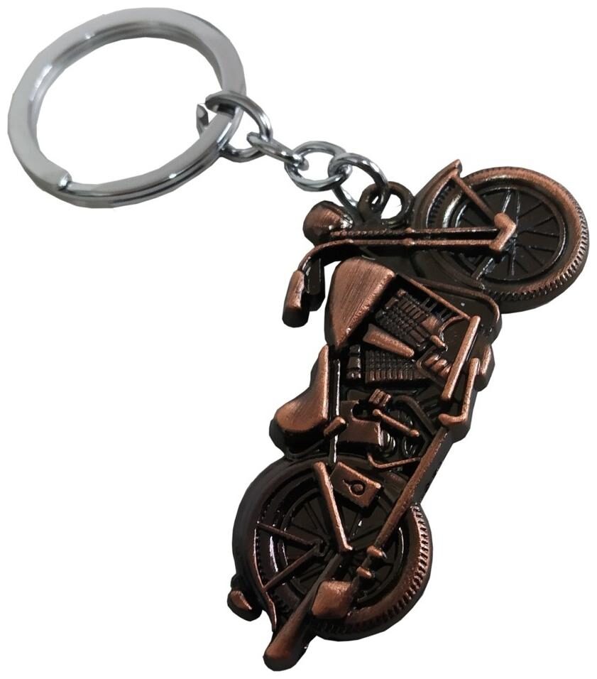 

De-Ultimate Premium Synthetic Metal Base Unisex 3D Flat Bikes Metallic Toy Key Ring Keychain For Bikes Scooty And Cars (Copper)