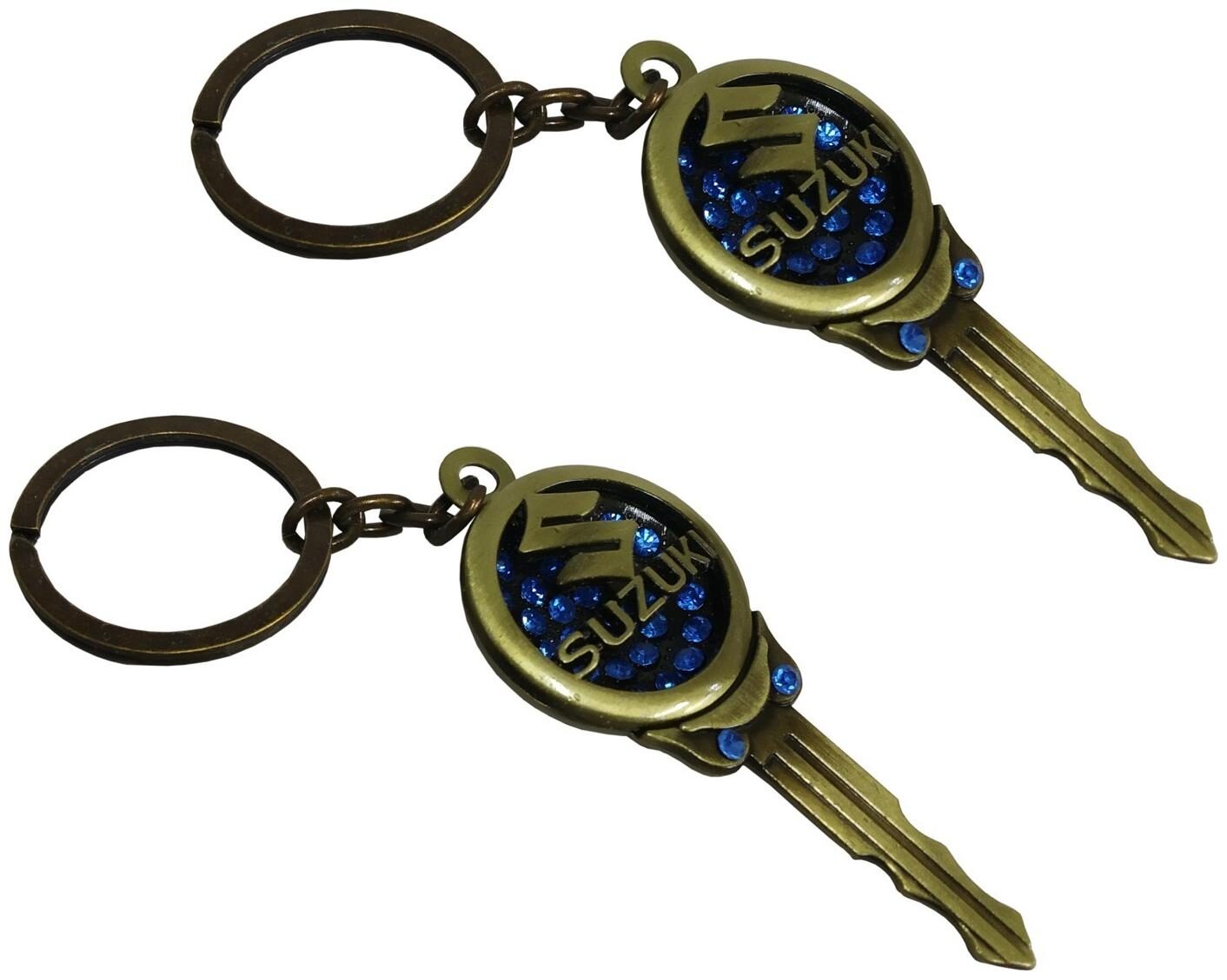 

De-Ultimate Premium Synthetic Metal Base Automobile Key Shape Metallic Toy Key Ring Keychain For Suzuki Bikes Scooty And Cars (Set Of 2)