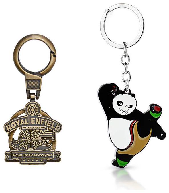 

eWeft Royal Enfield Logo metal key ring And Kung Fu Panda Keychain (2Pcs Pack)
