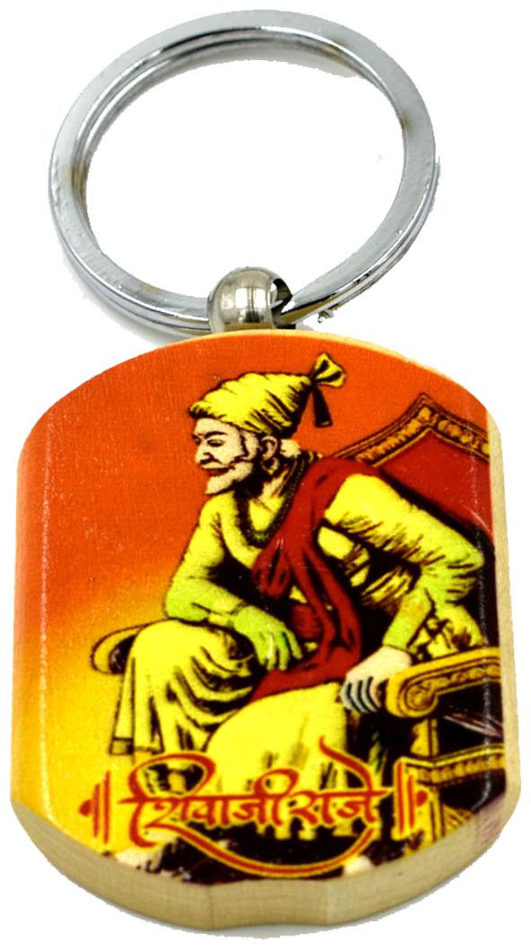 

Faynci Chatrapati Shivaji Maharaj Printed Multicolor Wooden Key Chain for Shiv Premi