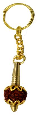 

Faynci Golden Gada With Five mukhi Rudraksha Keychain