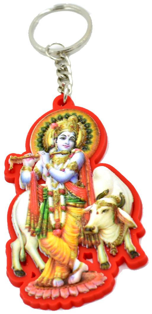 

Faynci Gopal Krishna with flute Decorative Key Chain Red Shade For Gifting
