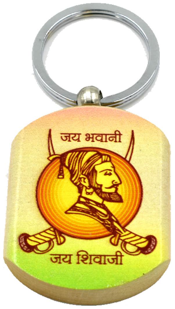 

Faynci Jay Bhavani Jay Shivaji Printed Multicolor Wooden Key Chain for Shiv Premi