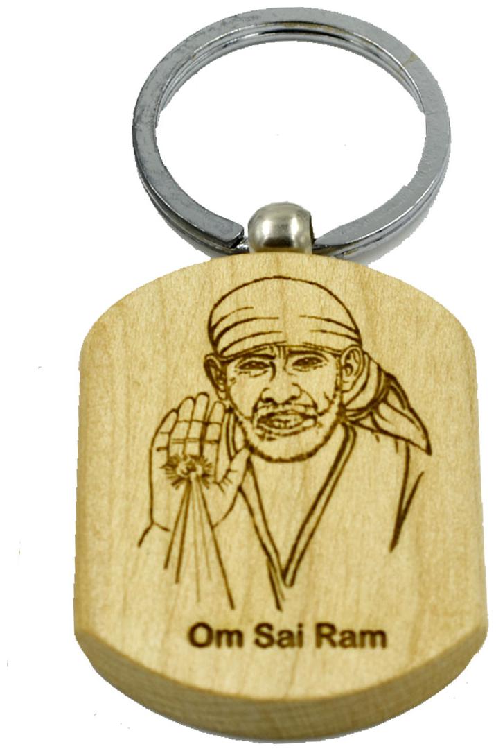 

Faynci Om Sai Ram Saibaba Engraved Handcrafted Wooden Key Chain