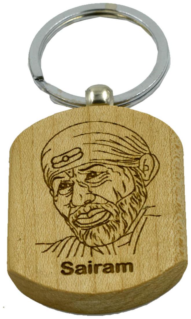 

Faynci Sairam Shirdiwale Saibaba Engraved Handcrafted Wooden Key Chain