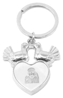 

Faynci Shirdiwale Saibaba with LoveBite Bird Key Chain Valuble gift for Friends Spouse Partner