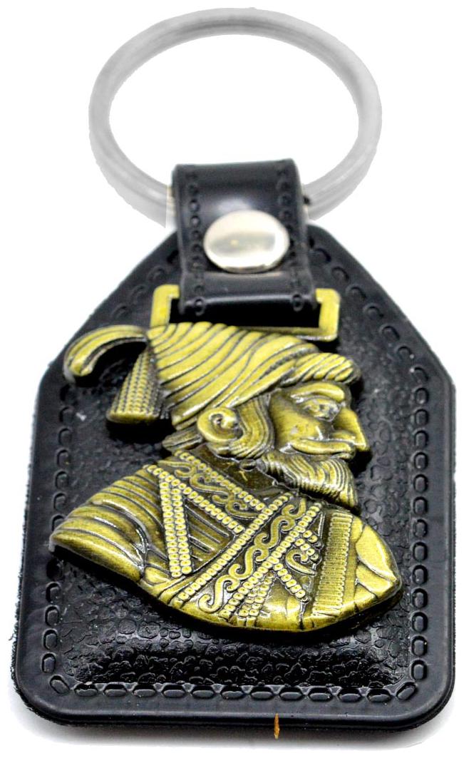 

Faynci Shivaji Maharaj Antique Gold Key Chain for Good luck Gifting Family member and Friends