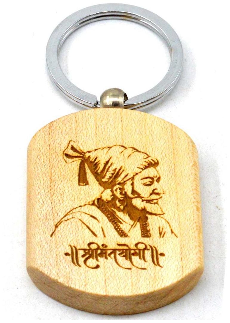 

Faynci Shrimant Yogi Raja Shiva Chhatrapati Engraved Handcrafted Wooden Key Chain