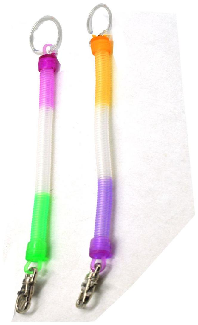 

Faynci Spiral Plastic Key Chain Purple Yellow White Green with Stretchable String Clip Holder