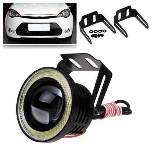 

FOG LIGHT WHITE LIGHT 3 HIGH POWER LED PROJECTOR FOG LIGHT COB WITH WHITE ANGEL EYE RING 10W SET OF 2 LED PROJECTOR WITH White HALO RING AND 2PCS CLAMP
