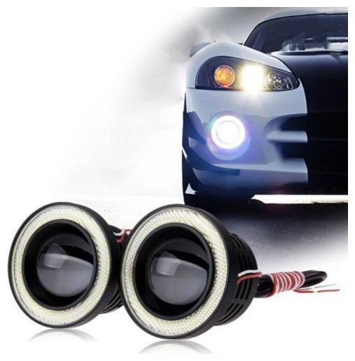 

FOG LIGHT WHITE LIGHT 3 HIGH POWER LED PROJECTOR FOG LIGHT COB WITH WHITE ANGEL EYE RING 10W SET OF 2 LED PROJECTOR WITH White HALO RING AND 2PCS CLAMP
