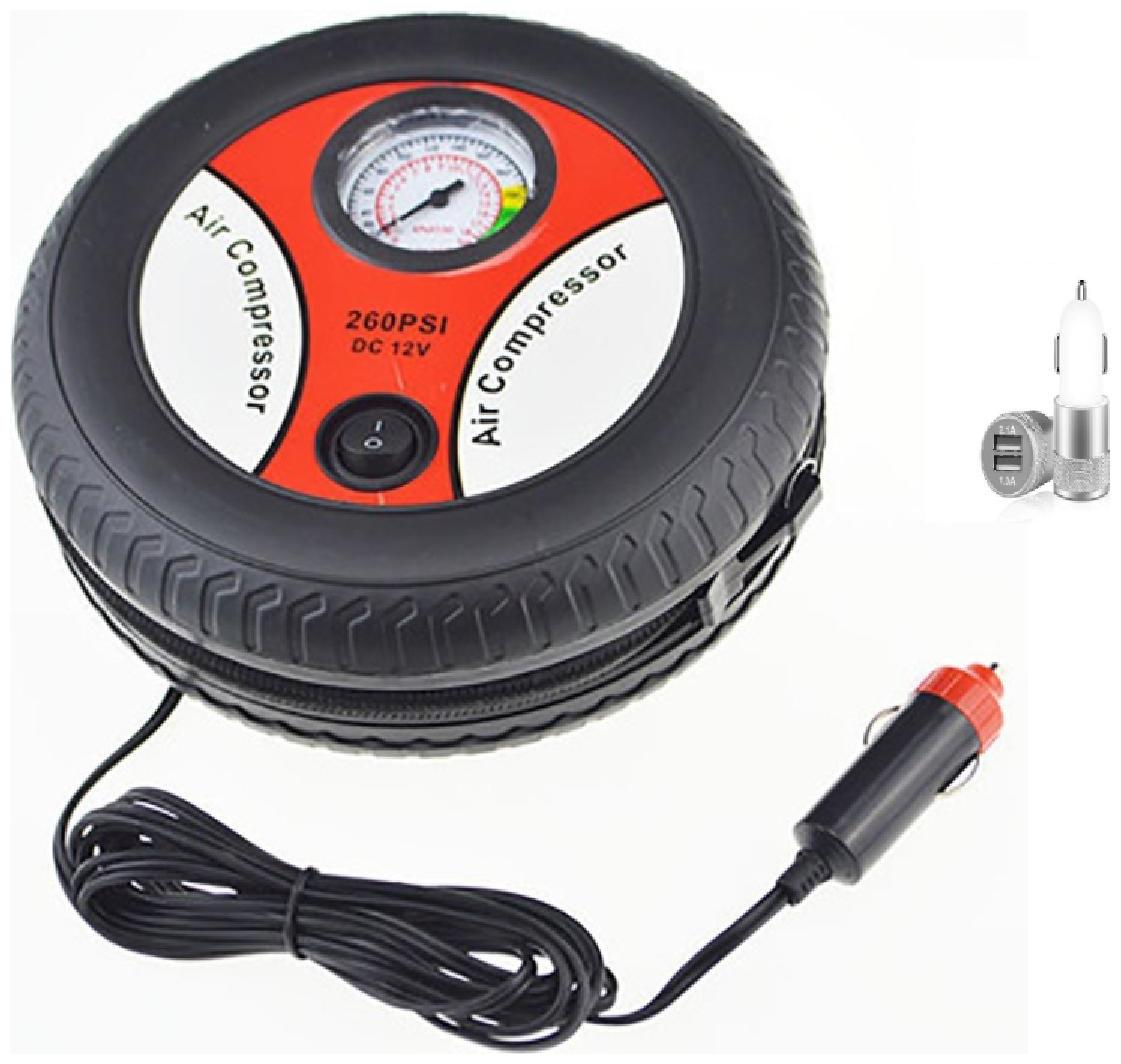 

G Gapfill Heavy Wheel Shape Duty Bike Car Tyre Inflator Air Compressor With Free Car Charger
