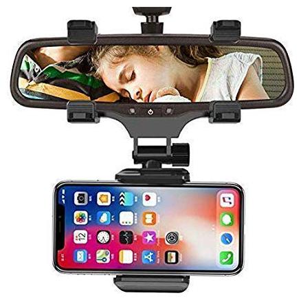 

G GAPFILL Universal Car Rear View Mirror Mount Holder 360 Car Mount Holder Anti Shake Fall Prevention with Anti-Vibration Pads Adjustable Car Mount Holder Supports Up to 6 5 inch Mobiles
