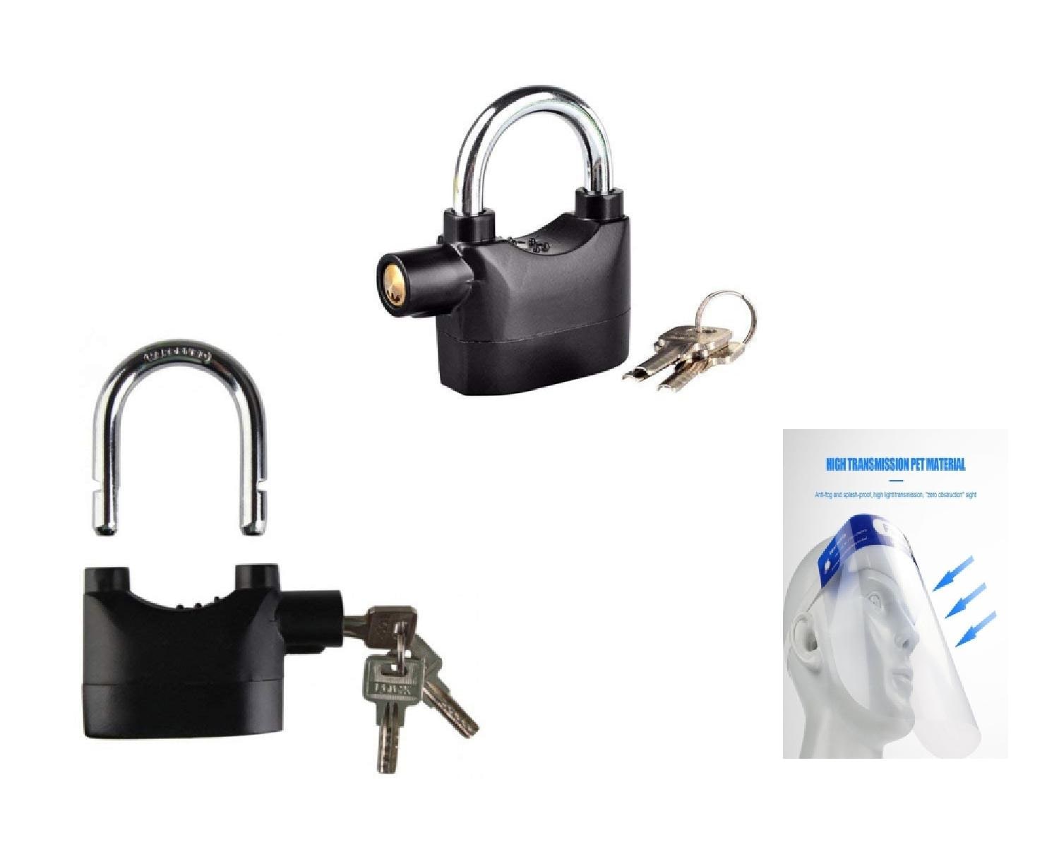 

G Gapfill Waterproof Siren Alarm For Motorcycle Bike Bicycle Perfect Security With 110Db Padlock Safety Lock (Black) (Set Of 1) With Free Face Shield