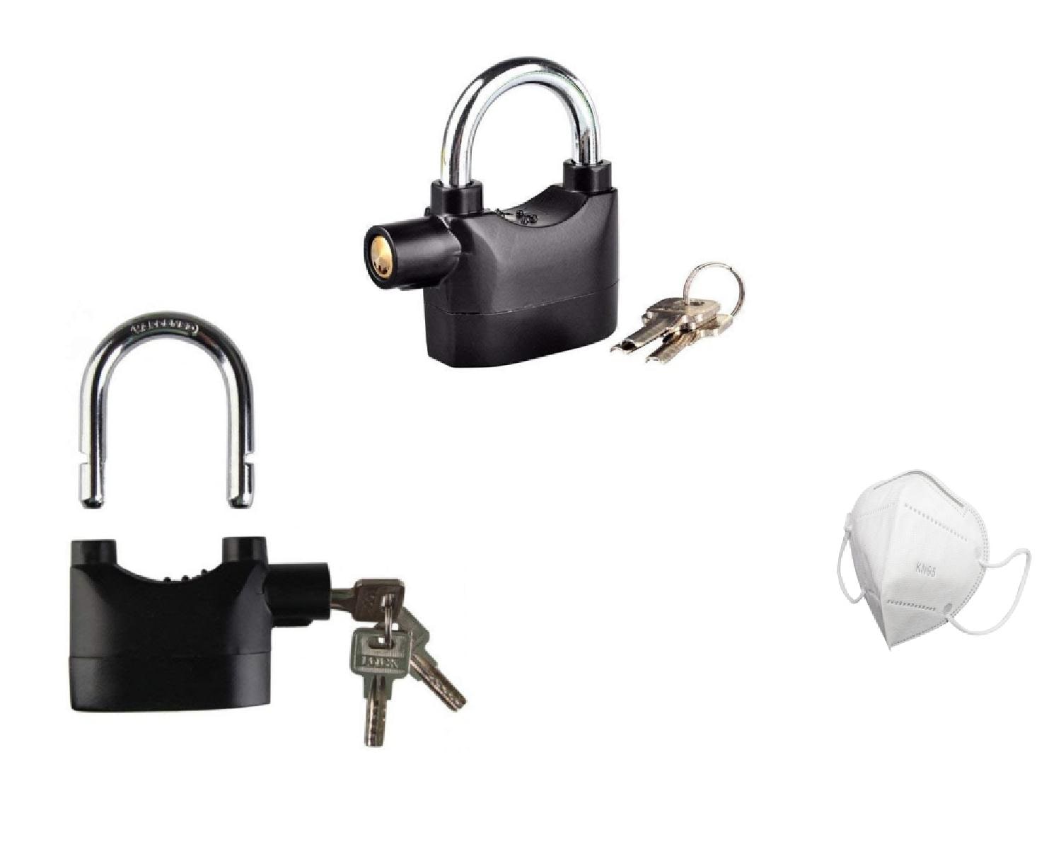 

G Gapfill Waterproof Siren Alarm For Motorcycle Bike Bicycle Perfect Security With 110Db Padlock Safety Lock (Black) (Set Of 1) With Free Face Mask