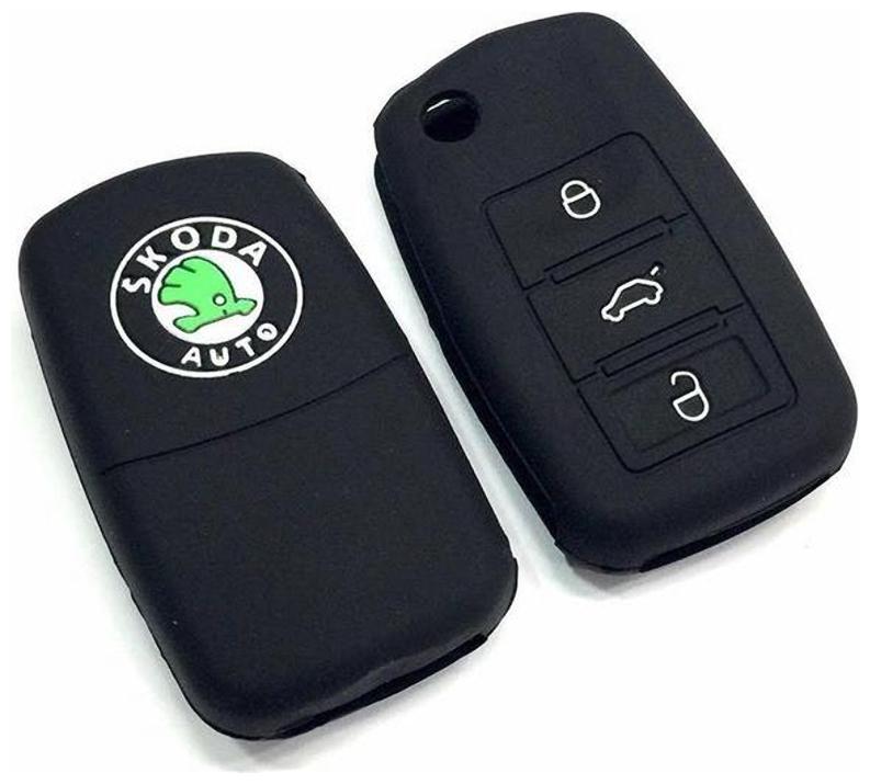 

G S Traders Silicon Key Cover for Skoda Octavia (For 3 Button Flip) Key Pack of two (2)