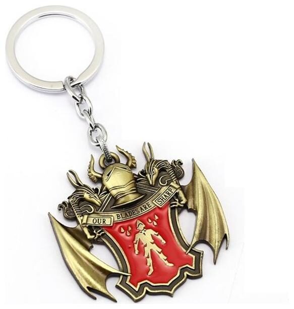 

Game of Thrones Family crest House Bolton- Our Blades are Sharp- new Color 3D Metal Key Chain