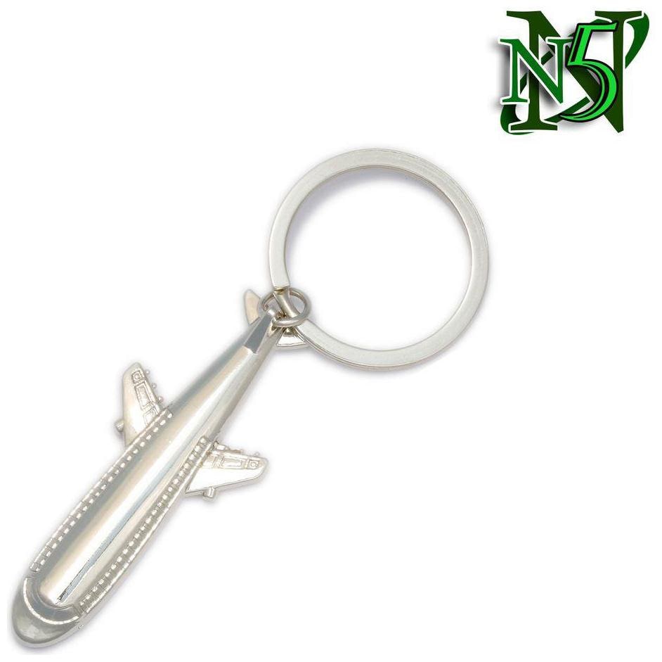 

Glossy Aeroplane Silver Shine Metal Key Chain