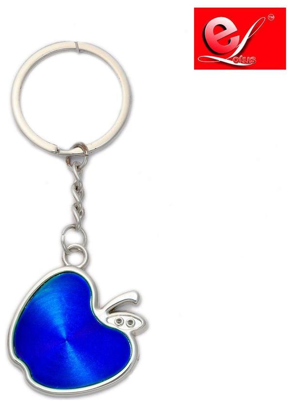 

Glossy Silver Metallic Finish Blue Apple Key Chain