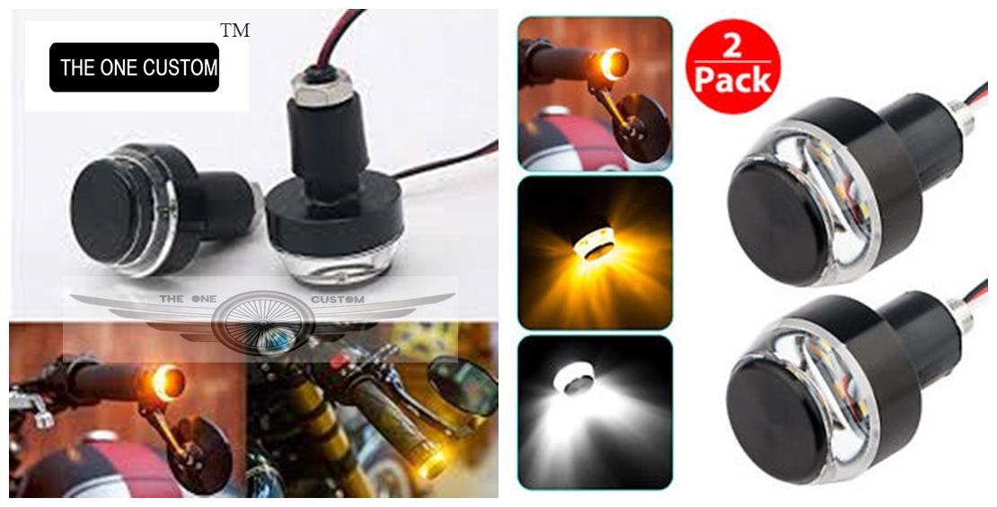

HANDLE BAR END LIGHTS DUAL COLOUR WHITE AND ORANGE fits in all bikes