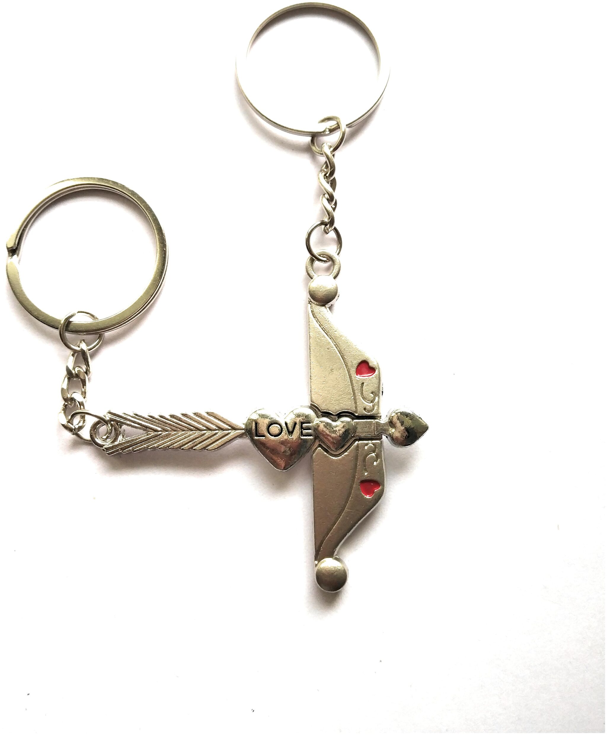 

Hats Off Bow Arrow Silver Unique Couple Love Double Key Chain