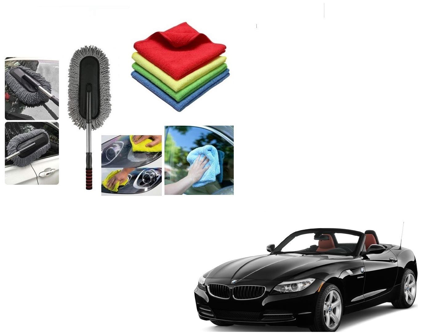 

Kozdiko Combo Car Microfiber Cleaning Cloth 40x40 cm Pack of 4 Cleaning Brush Duster For BMW Z4