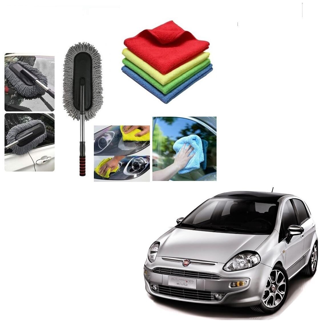 

Kozdiko Combo Car Microfiber Cleaning Cloth 40x40 cm Pack of 4 Cleaning Brush Duster For Fiat Punto Evo