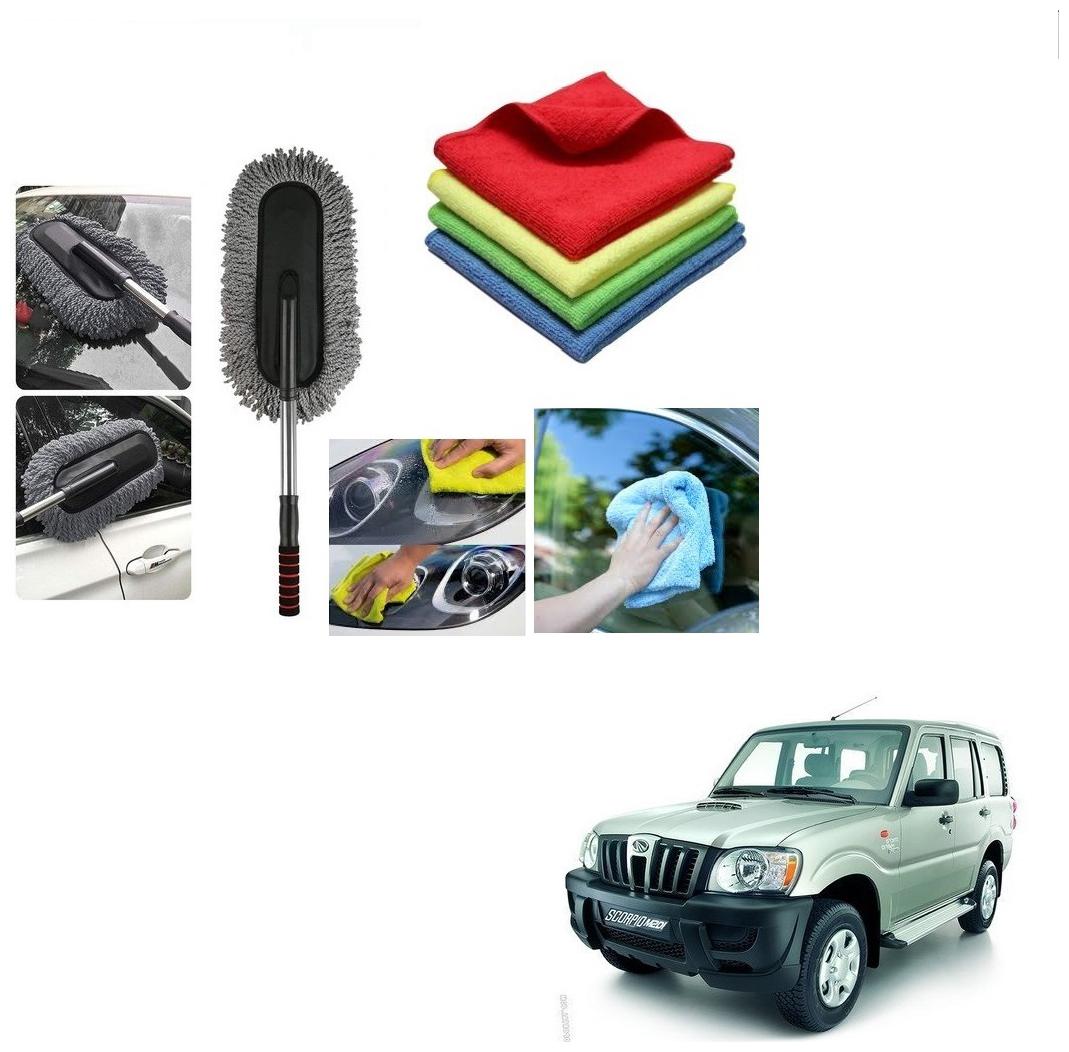 

Kozdiko Combo Car Microfiber Cleaning Cloth 40x40 cm Pack of 4 Cleaning Brush Duster For Mahindra Old Scorpio
