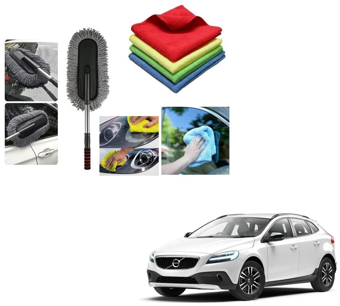 

Kozdiko Combo Car Microfiber Cleaning Cloth 40x40 cm Pack of 4 Cleaning Brush Duster For Volvo V40