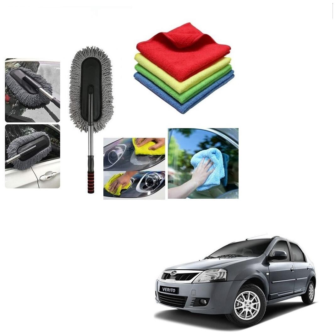 

Kozdiko Combo Car Microfiber Cleaning Cloth 40x40 cm Pack of 4 Cleaning Brush Duster For Mahindra Verito