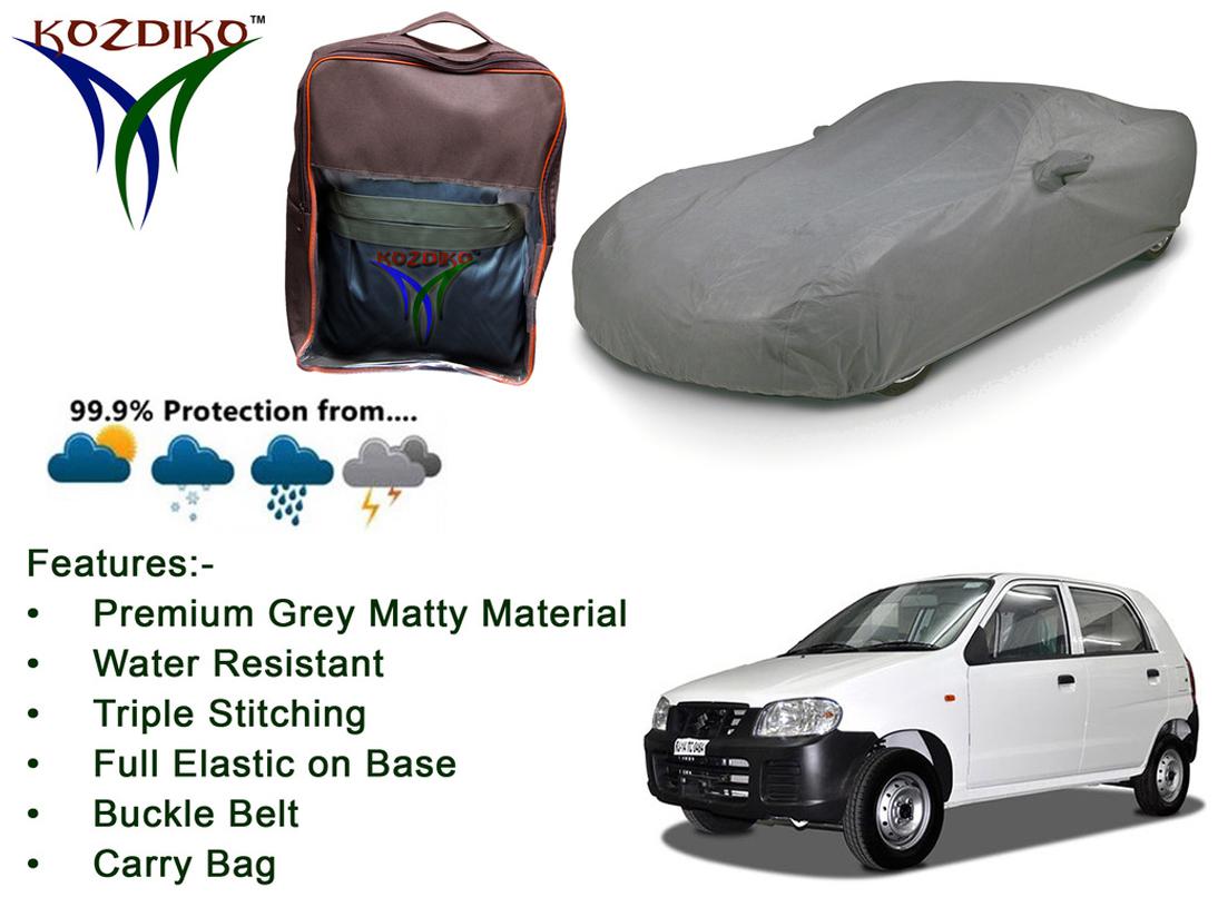 

Kozdiko Grey Car Body Cover with Mirror Pockets Buckle Belt Carry Bag For Maruti Alto