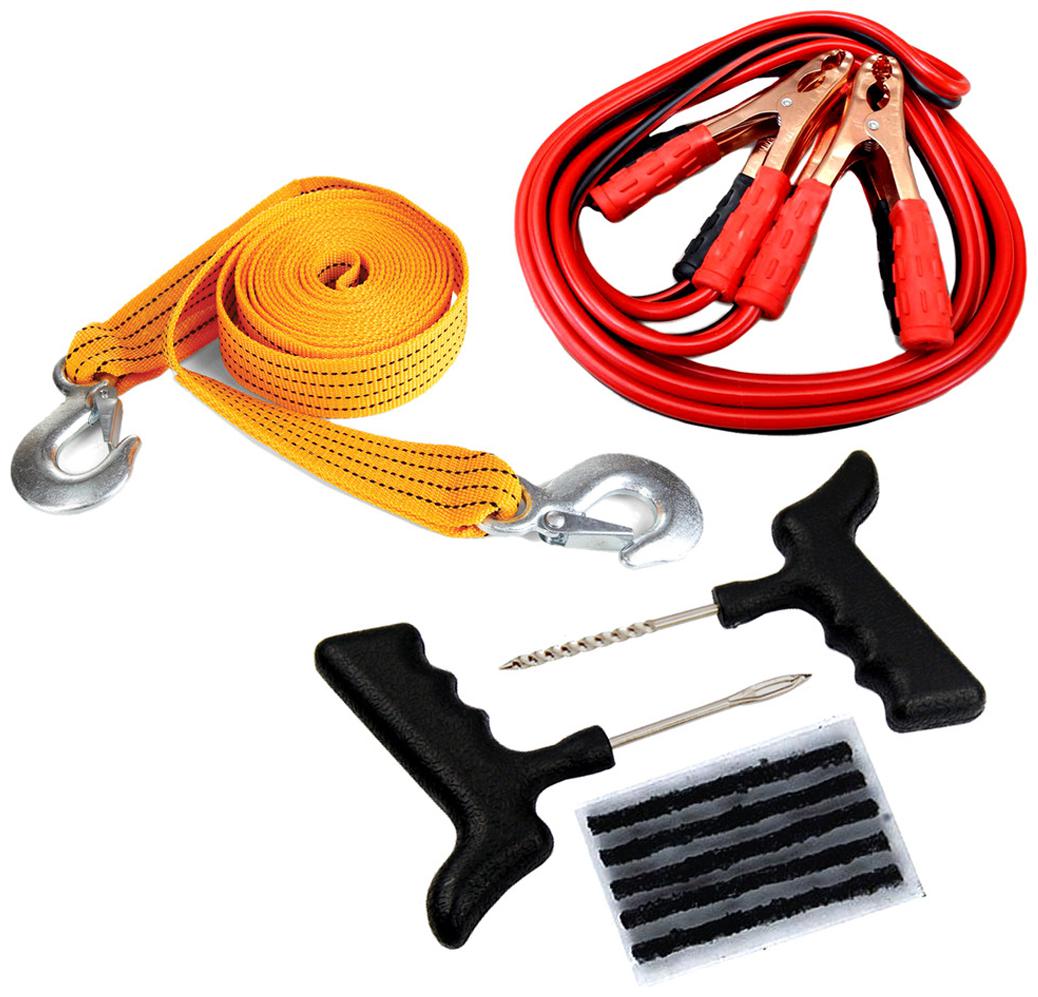 

Koziko Combo Premium Quality Tire Puncture Kit Steel Towing Cable Rope 6Mm 500 Amp Heavy Duty Cables