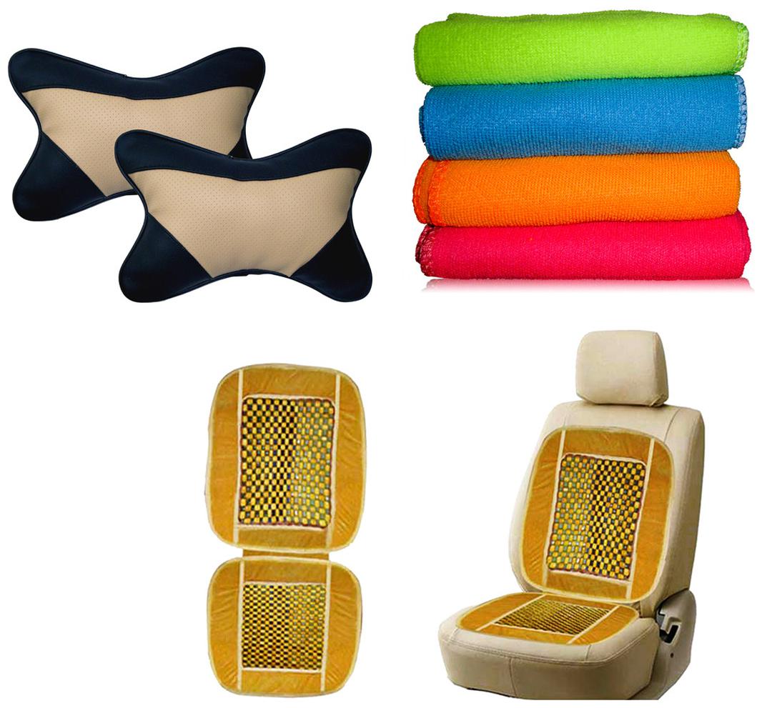 

Koziko Combo Premium Quality Micro Fiber Cloth Bead Seat Cushion Black Car Cushion Pillow