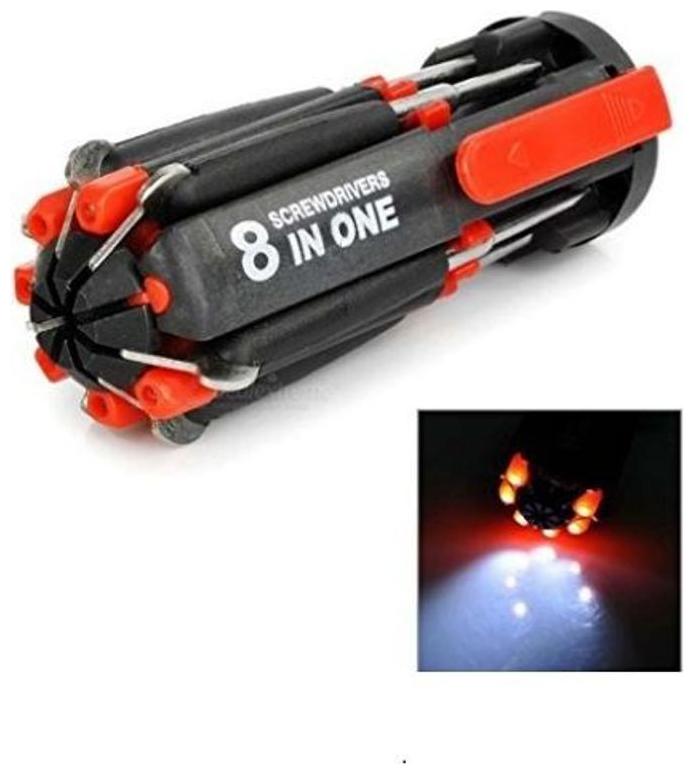 

kudos Multi-screwdriver 8 in 1 Multi-function Screwdriver Kit Tool Kit Set 6 LED light Torch