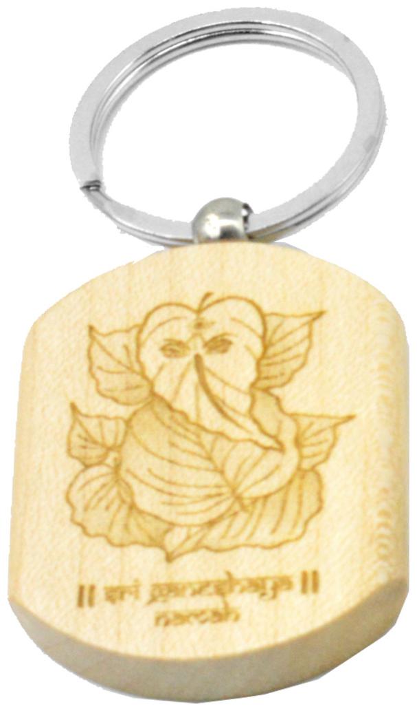 

Leaf Ganesha Lord Ganpati Wooden Keychain