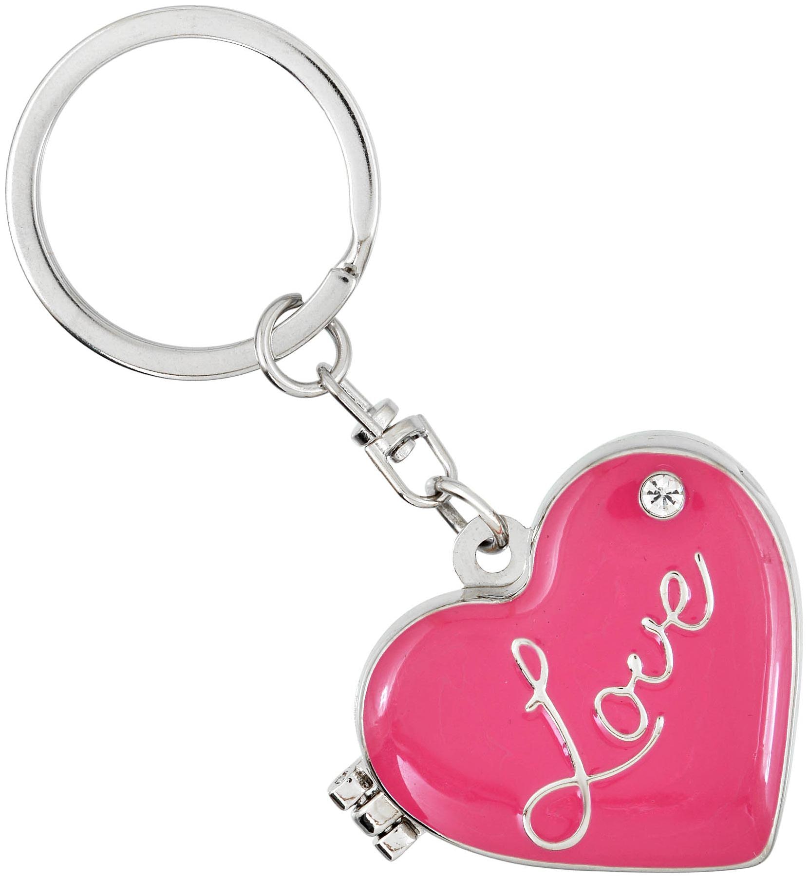 

Memoir Stainless Steel Pink Heartshape Photo keychain keyring Men Women