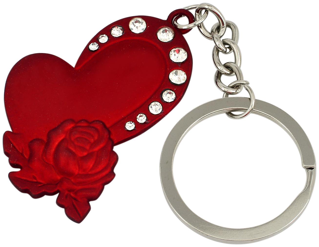 

MissMister Brass Maroon Coated CZ Heartshape with rose design Stylish Fashion keyring key chain