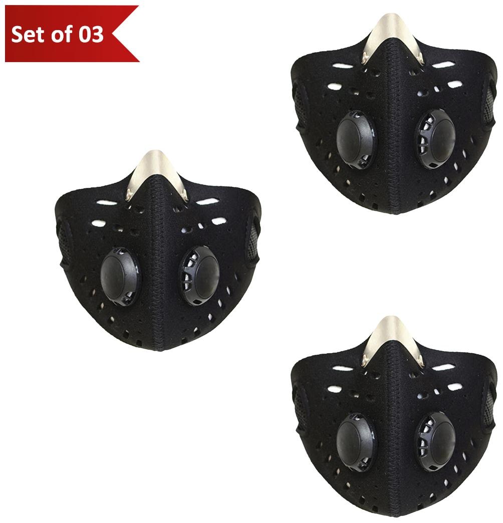 

Mototrance Anti-pollution Half Face Mouth-muffle Dust Face Mask Specially for Bike Riders - Set Of 3 (Black)