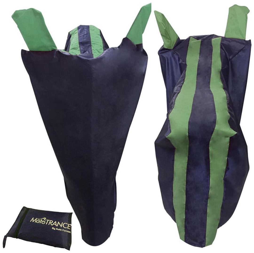 

Mototrance Green Stripe Bike Body Cover For TVS Teenz