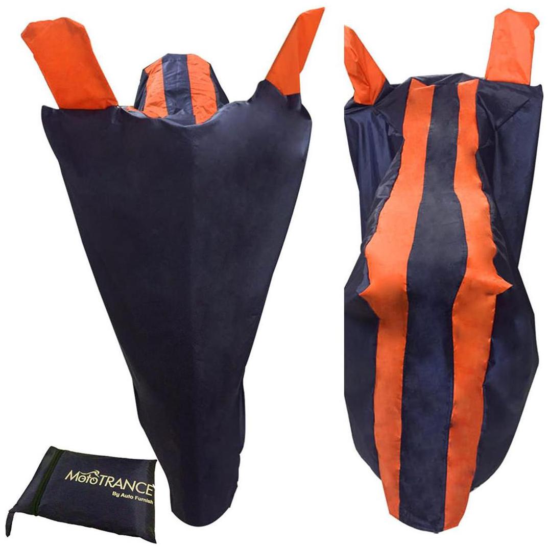

Mototrance Orange Stripe Bike Body Cover For Honda Shine